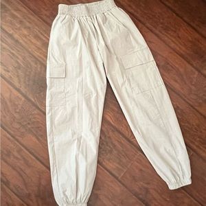 Beige cargo jogger pants